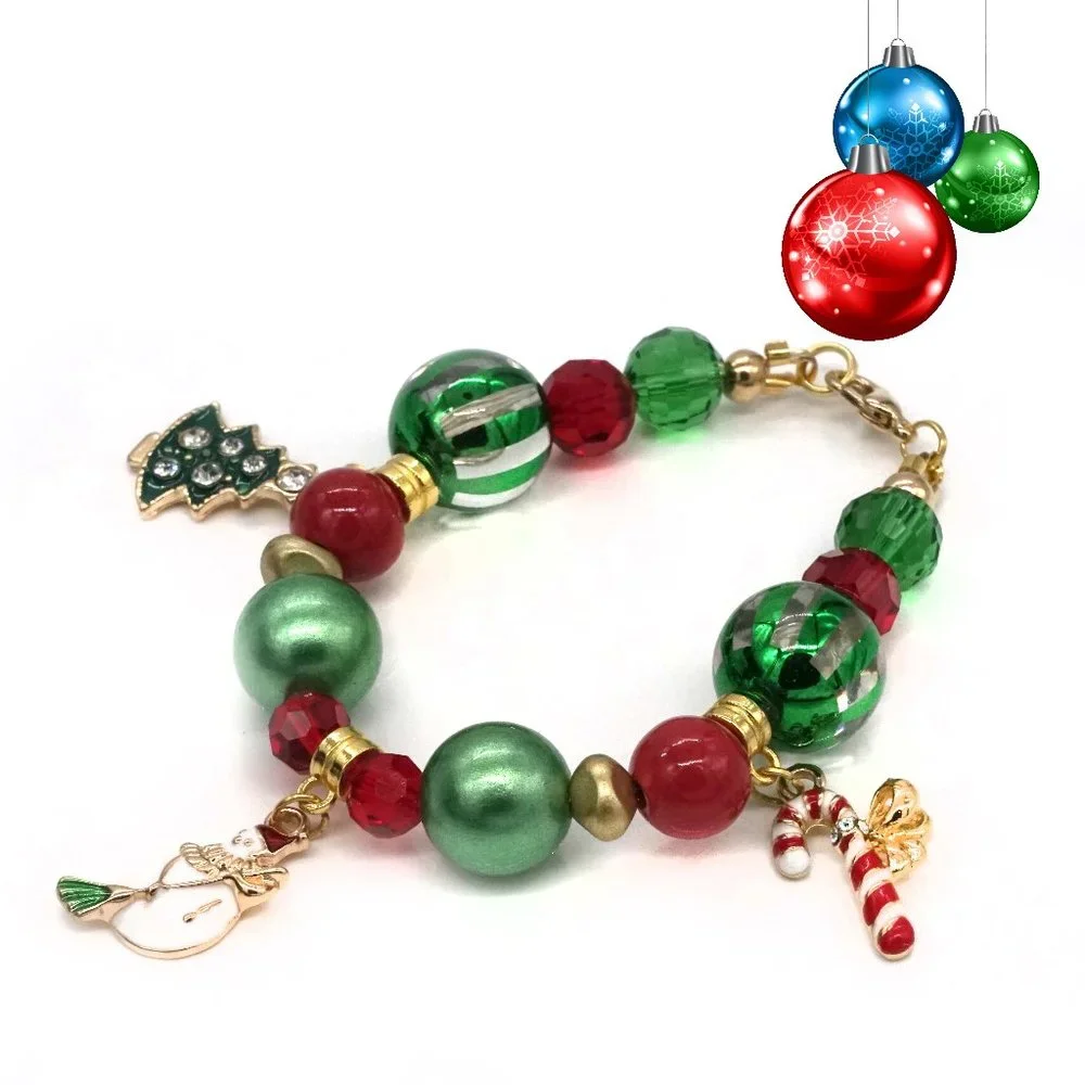 Christmas theme handmade bracelet. - Picture 1 of 3